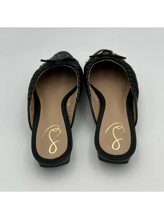 Sam Edelman Julia Pump Mule Women’s Size 10 Black Leather Pointed Flat Shoes - Picture 6 of 11